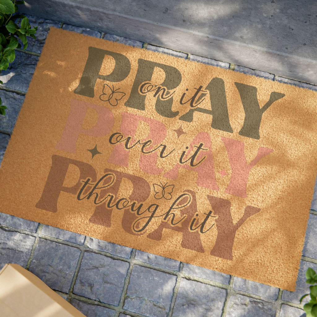 Pray, Live, Laugh Coir Doormat — Inspirational Welcome Mat