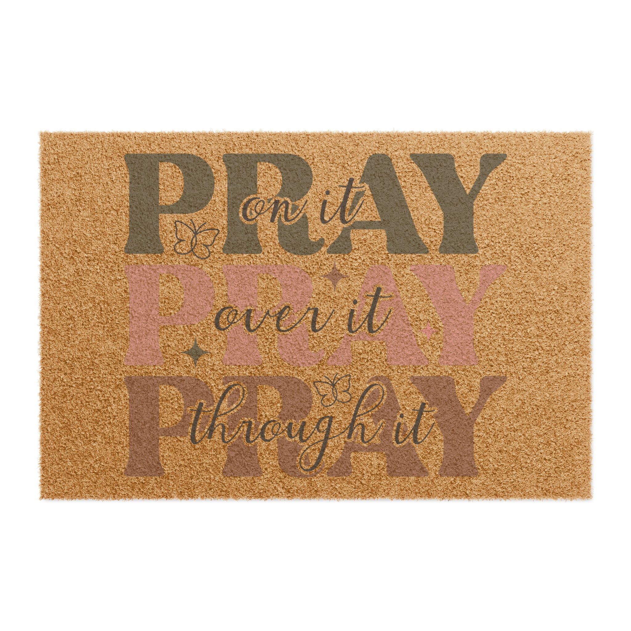 Pray, Live, Laugh Coir Doormat — Inspirational Welcome Mat