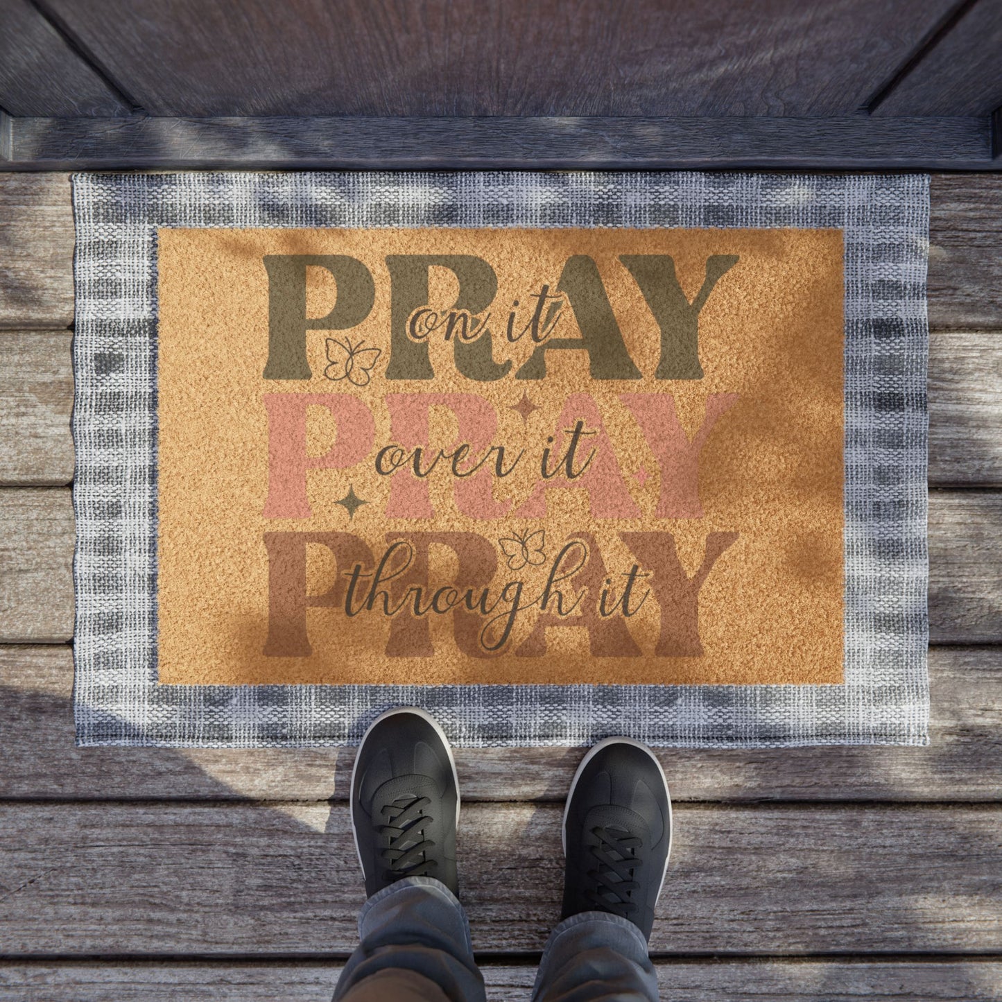 Pray, Live, Laugh Coir Doormat — Inspirational Welcome Mat