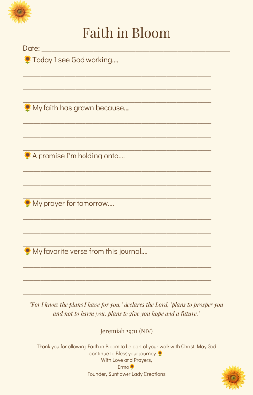Faith in Bloom l Christian Prayer Journal(Digital Download)